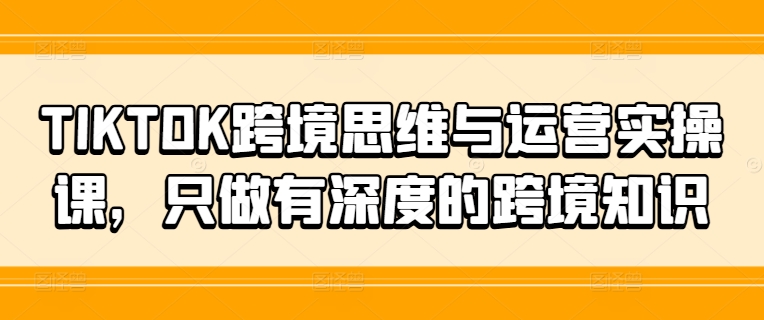 TIKTOK跨境思维与运营实操课，只做有深度的跨境知识-闪越社