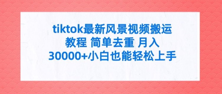 tiktok最新风景视频搬运教程 简单去重 月入3W+小白也能轻松上手【揭秘】-闪越社