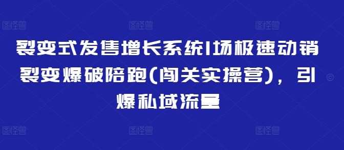 裂变式发售增长系统1场极速动销裂变爆破陪跑(闯关实操营)，引爆私域流量-闪越社