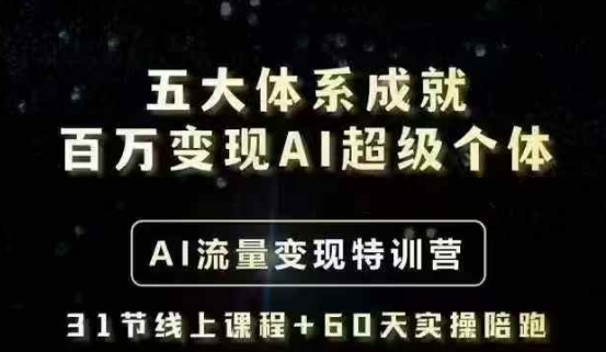 五大体系成就百万变现AI超级个体- AI流量变现特训营，一步一步教你一个人怎么年入百W-闪越社