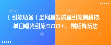 【引流必备】全网首发咸鱼引流黑科技，单日曝光引流500+，附矩阵玩法【揭秘】-闪越社