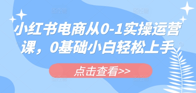 小红书电商从0-1实操运营课，0基础小白轻松上手-闪越社