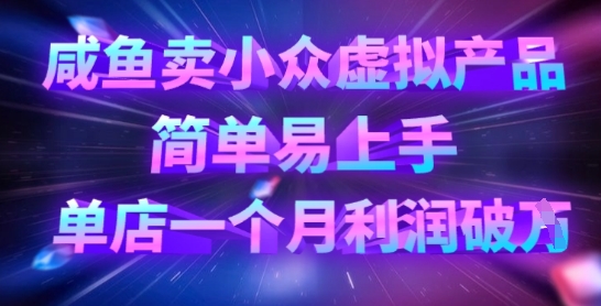 咸鱼卖小众虚拟产品，简单易上手，单店一个月利润破W-闪越社