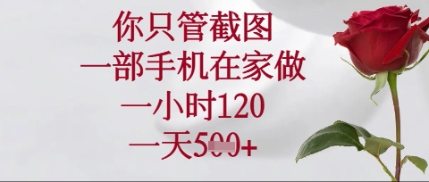 你只管截图，一部手机在家操作，一小时120.一天5张【揭秘】-闪越社