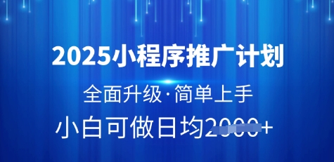 2025小程序推广计划，全面升级，简单上手，日均多张【揭秘】-闪越社