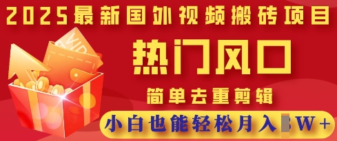 2025最新视频搬砖项目，热门风口，简单去重剪辑，小白也能轻松月入过W-闪越社