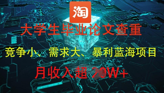 大学生毕业论文查重，暴利蓝海项目，月收入过1W+-闪越社