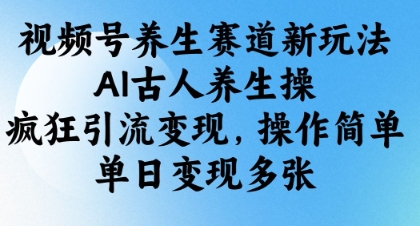 视频号养生赛道新玩法，AI古人养生操，疯狂引流变现，操作简单，单日变现多张-闪越社