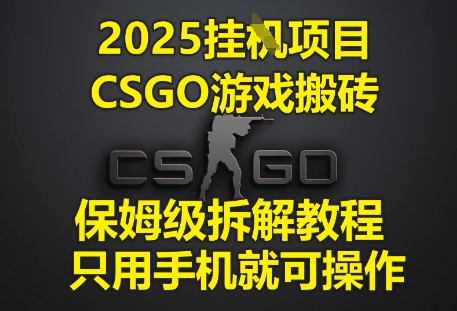 2025挂G项目，CSGO游戏搬砖，保姆级拆解教程，只用手机就可操作【揭秘】-闪越社