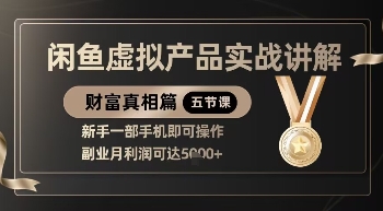 精品！闲鱼虚拟产品实战讲解，新手一部手机即可操作，副业月利润可达5k+-闪越社