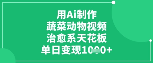 用Ai制作蔬菜动物视频，治愈系天花板，单日变现1k-闪越社
