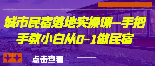 城市民宿落地实操课—手把手教小白从0-1做民宿-闪越社