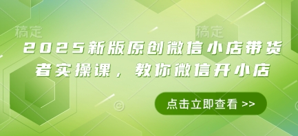 2025新版原创微信小店带货者实操课，教你微信开小店-闪越社