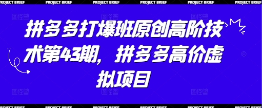 拼多多打爆班原创高阶技术第43期，拼多多高价虚拟项目-闪越社
