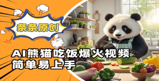 Ai熊猫吃饭爆火视频，条条原创，简单易上手-闪越社