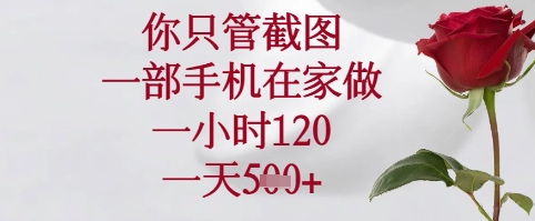 你只管截图，一部手机在家可以做，一小时120.一天5张+【揭秘】-闪越社