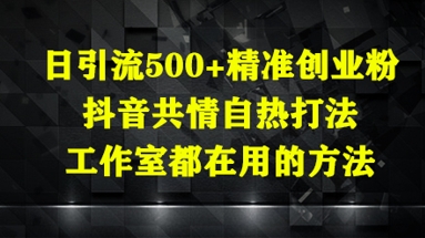 日引流500+精准创业粉，抖音共情自热打法，工作室都在用的方法-闪越社