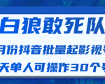 白狼敢死队最新抖音短视频批量起影视号（一天单人可操作30个号）视频课程-闪越社