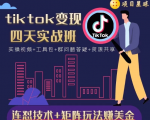 tiktok变现四天实战班,连怼技术+矩阵玩法赚美金!价值998元-闪越社