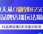 抖品牌店播5天流量训练营：28天从0做到1650万抖音品牌店播玩法揭秘-闪越社