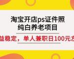 淘宝开店ps证件照,纯白养老项目,单人兼职稳定日100元(教程+软件+素材)-闪越社