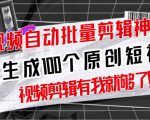 【原创神器】短视频全自动一键剪辑视频，一秒生成100个原创视频(软件+视频+免费卡密)-闪越社