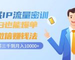 私域IP流量密训:小白也能爆单的微信赚钱法,从月薪三千到月入10000+-闪越社