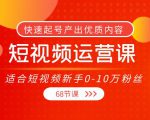 短视频运营课,适合短视频新手0-10万粉丝,快速起号产出优质内容(无水印)-闪越社