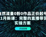 自然流量0粉0作品正价起号11月新课：完整的直播带货实操方案-闪越社