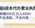 高利润0成本代办营业执照项目:一单赚300元日入4000+不会违规,不会内卷-闪越社