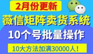 微信矩阵卖货系统,多线程批量养10个微信号,10种加粉落地方法,快速加满3W人卖货!-闪越社