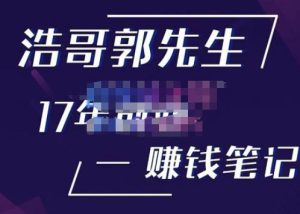 浩哥郭先生17年创业赚米笔记，打开你对很多东西的认知，让你知道原来赚钱或创业不单单是发力就行-闪越社