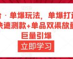 万相台·单爆玩法，单爆打造流程+单品快速测款+单品双渠放量+単品巨量引爆-闪越社
