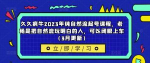 久久疯牛2023年纯自然流起号课程,老杨是把自然流玩明白的人,可以闭眼上车(3月更新)-闪越社