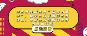 拼多多实战宝典“初级到高手”，新手小白必看拼多多课程，带你全方位解读拼多多各种玩法-闪越社