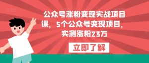 公众号涨粉变现实战项目课，5个公众号变现项目，实测涨粉23万-闪越社