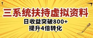 三大系统扶持的虚拟资料项目，单日突破800+收益提升4倍转化-闪越社