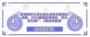 听潮阁学社汽水音乐项目实操课全流程，2023超级蓝海项目，汽水音乐推广，0粉丝也能做-闪越社