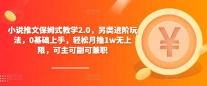 小说推文保姆式教学2.0,另类进阶玩法,0基础上手,轻松月撸1w无上限,可主可副可兼职-闪越社