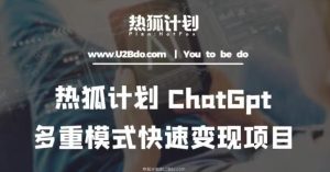 热狐计划:王大陆ChatGpt多重变现实操课,多种模式快速变现-闪越社