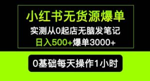 小红书无货源爆单实测从0起店无脑发笔记爆单3000+长期项目可多店-闪越社