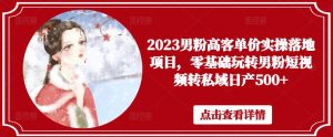 2023男粉高客单价实操落地项目,零基础玩转男粉短视频转私域日产500+-闪越社