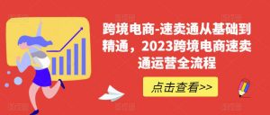 跨境电商-速卖通从基础到精通，2023跨境电商速卖通运营全流程-闪越社