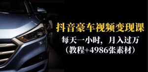 抖音豪车视频变现分享课：每天一小时，月入过万（教程+4986张素材）-闪越社