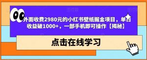 外面收费2980元的小红书壁纸掘金项目,单日收益破1000+,一部手机即可操作【揭秘】-闪越社