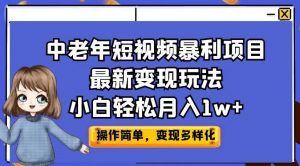 中老年短视频暴利项目最新变现玩法,小白轻松月入1w+【揭秘】-闪越社