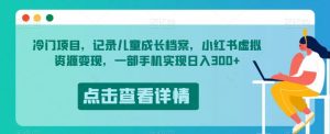 冷门项目，记录儿童成长档案，小红书虚拟资源变现，一部手机实现日入300+【揭秘】-闪越社