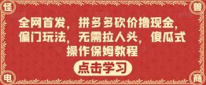 全网首发,拼多多砍价撸现金,偏门玩法,无需拉人头,傻瓜式操作保姆教程【揭秘】-闪越社