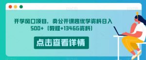开学风口项目，卖公开课趣优学资料日入500+（教程+1346G资料）【揭秘】-闪越社
