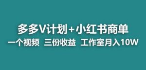 【蓝海项目】多多v计划+小红书商单一个视频三份收益工作室月入10w-闪越社